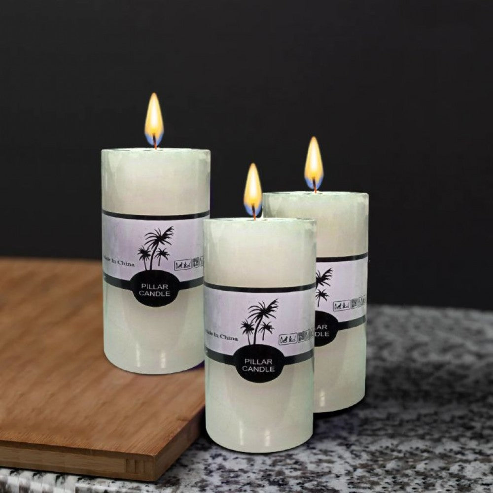 Decorative White Pillar Candle 15x5cm for Elegant Ambiance