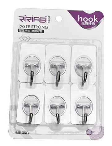 Self-Adhesive Wall Hooks: No Nails, Versatile, Easy Installation (6pcs) - Shop N Save