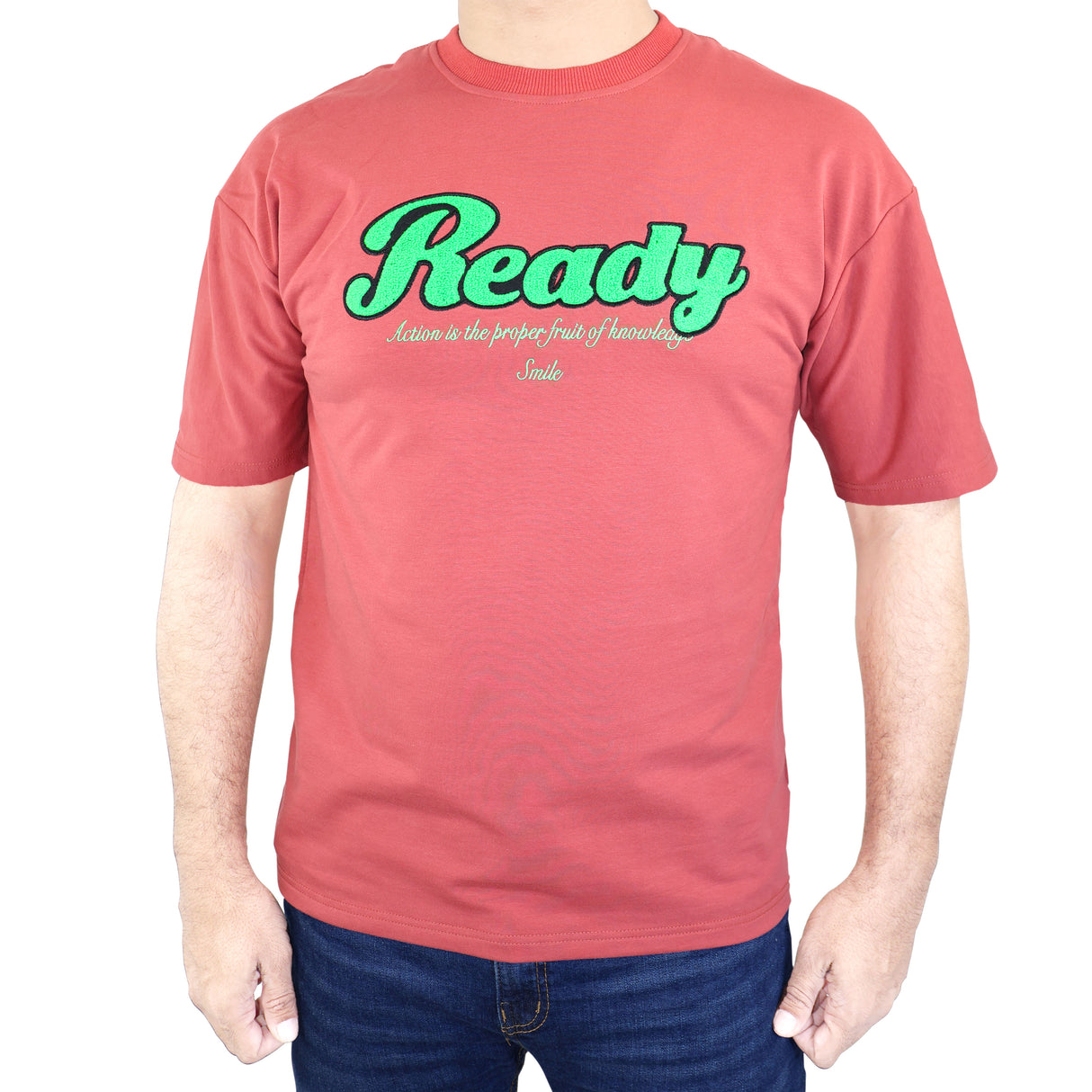 Ready Action is the Proper Fruit Of Knowledge" Comfortable T-shirt, Summer Outdoor Clothes - (Dark Pink).