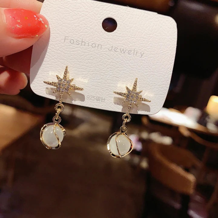 Crystal Fashion Ladies Earrings - Golden