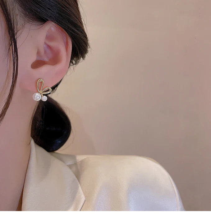 Gold Plated Pearl Patched Ear Tops - Golden - Shop N Save