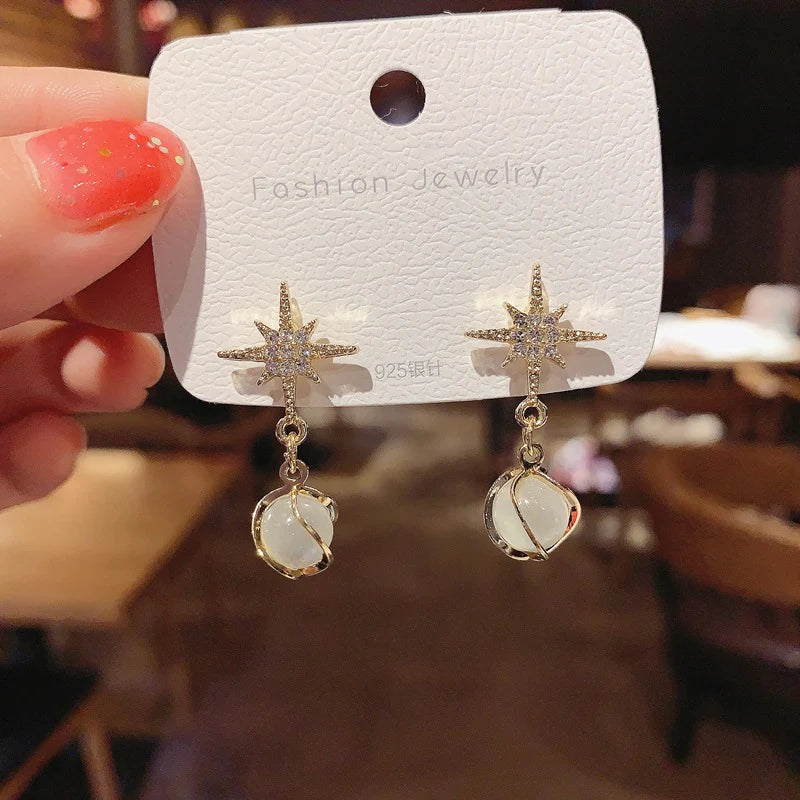 Crystal Fashion Ladies Earrings - Golden