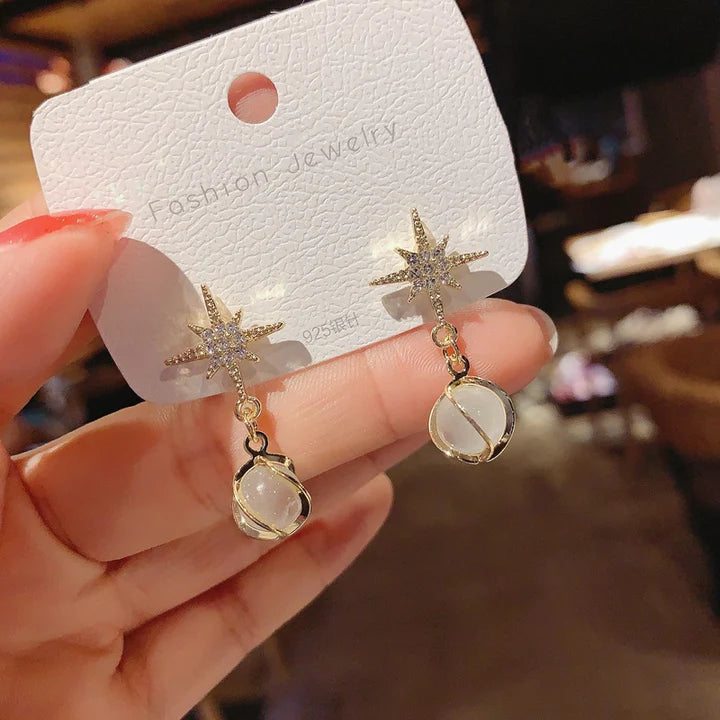 Crystal Fashion Ladies Earrings - Golden