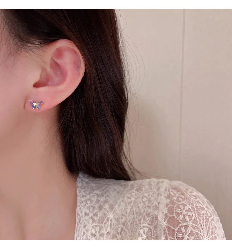 Floral Butterfly With Heart Three Pair Ear Tops - Golden - Shop N Save