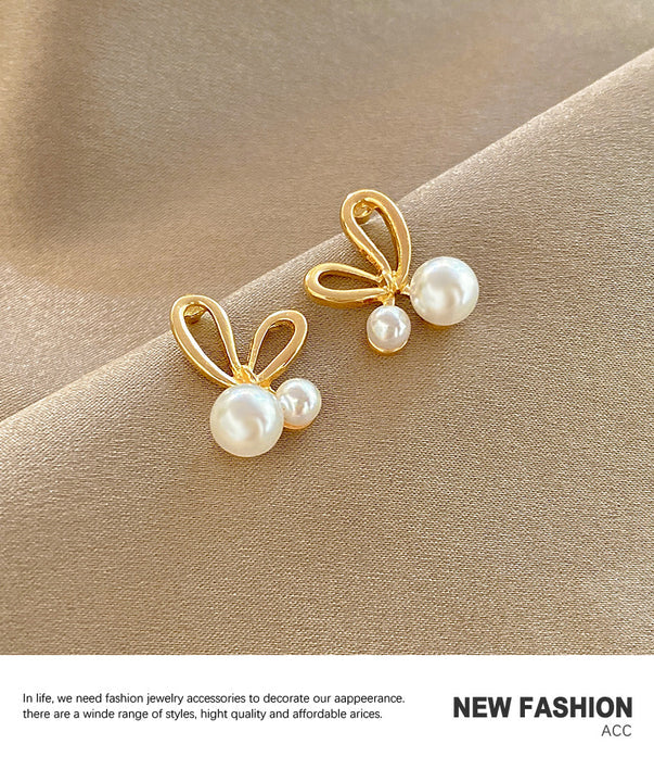 Gold Plated Pearl Patched Ear Tops - Golden - Shop N Save