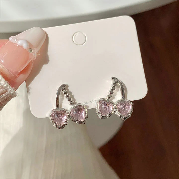 Cherry Shaped Rhinestone Women Ear Tops - Silver - Shop N Save