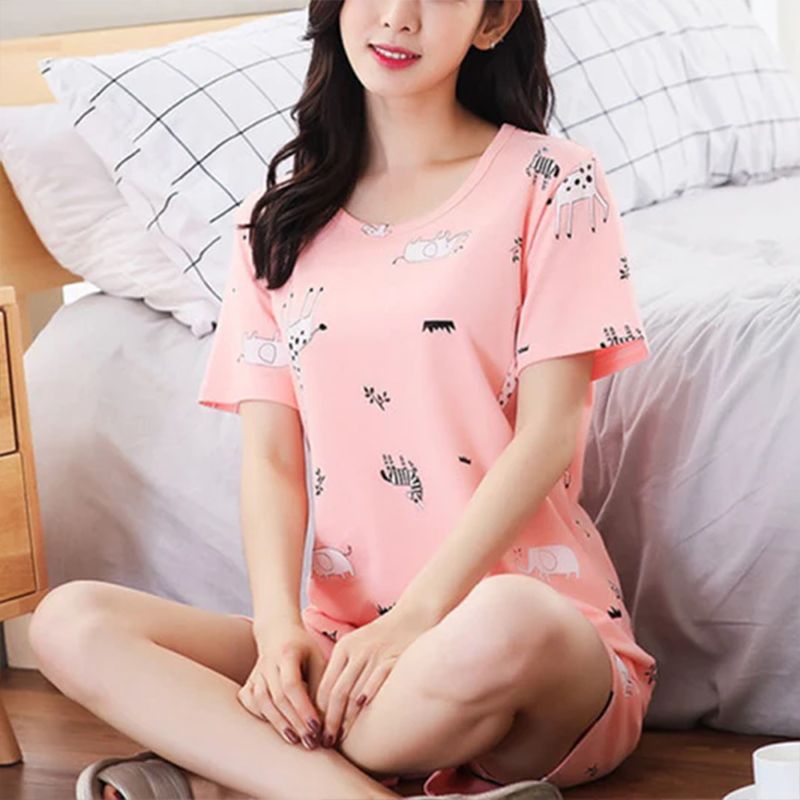 Animal-Printed Pink Nightwear: Women's Two-Piece Pajama Set - Shop N Save