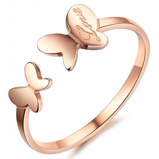 Silver-Plated Butterfly Ring Personality Rose Gold