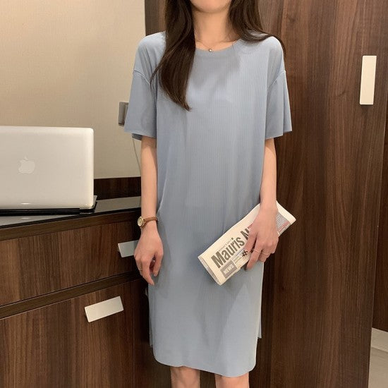 Single Pcs Plan Nightwear For Women Sleepwear gray