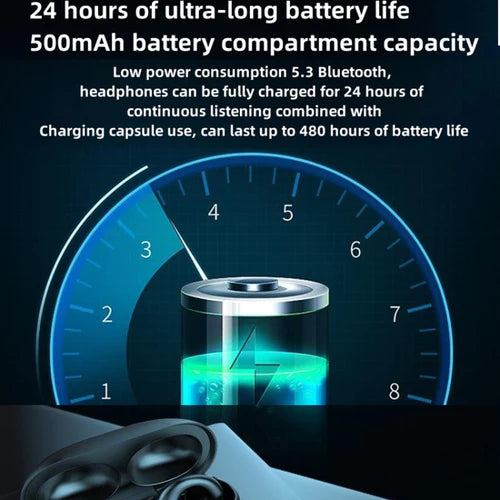 R15 LED Digital Display Ear Clip Wireless Noise Reduction Bluetooth Headphone (White)