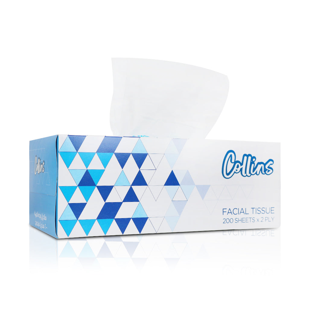 COLLINS Facial Tissue Box: 200 Sheets, 2-Ply Softness & Quality