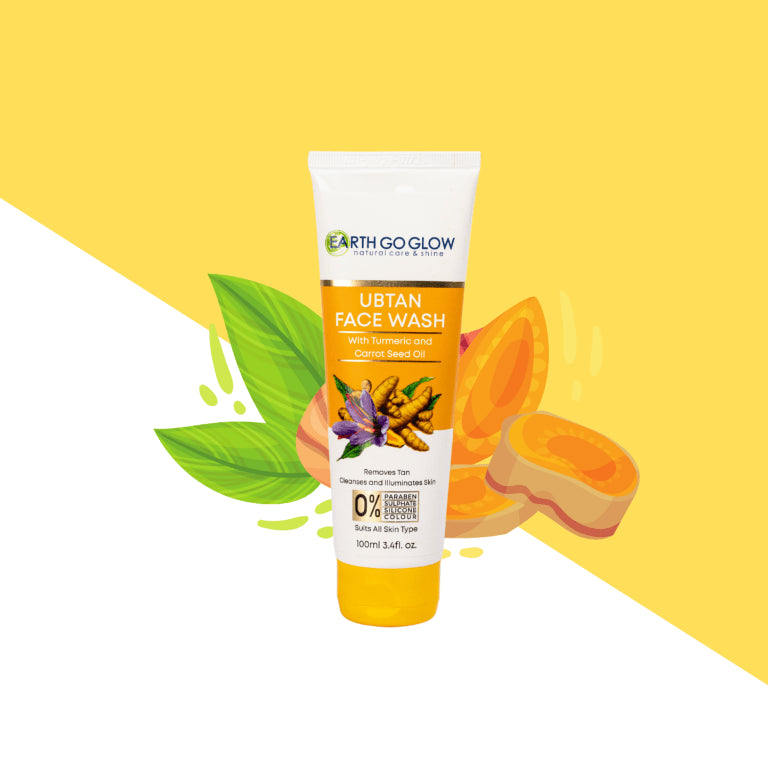 EARTH GO GLOW UBTAN FACE WASH WITH TURMERIC & SAFFRON FOR TAN REMOVAL (100ml) - Shop N Save