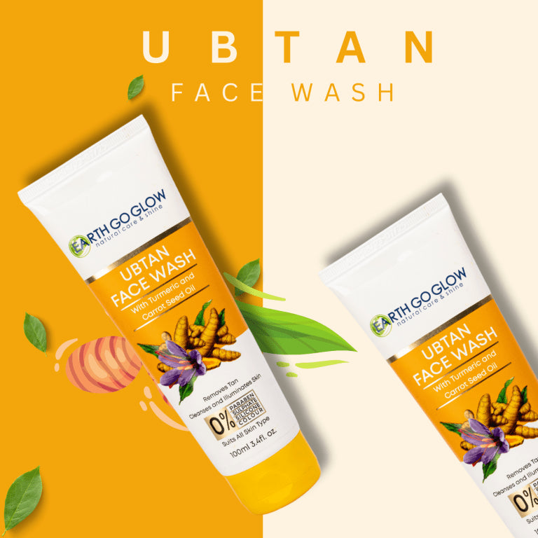 EARTH GO GLOW UBTAN FACE WASH WITH TURMERIC & SAFFRON FOR TAN REMOVAL (100ml) - Shop N Save