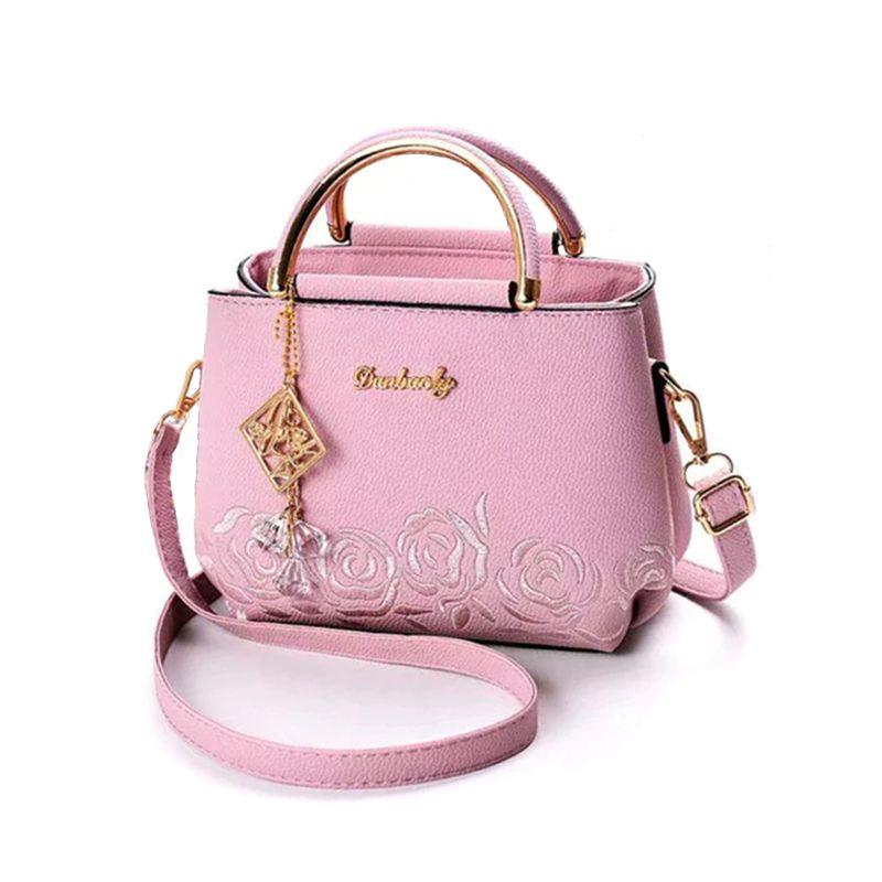 New Design Ladies Rose Embroidery Handbag - Pink - Shop N Save