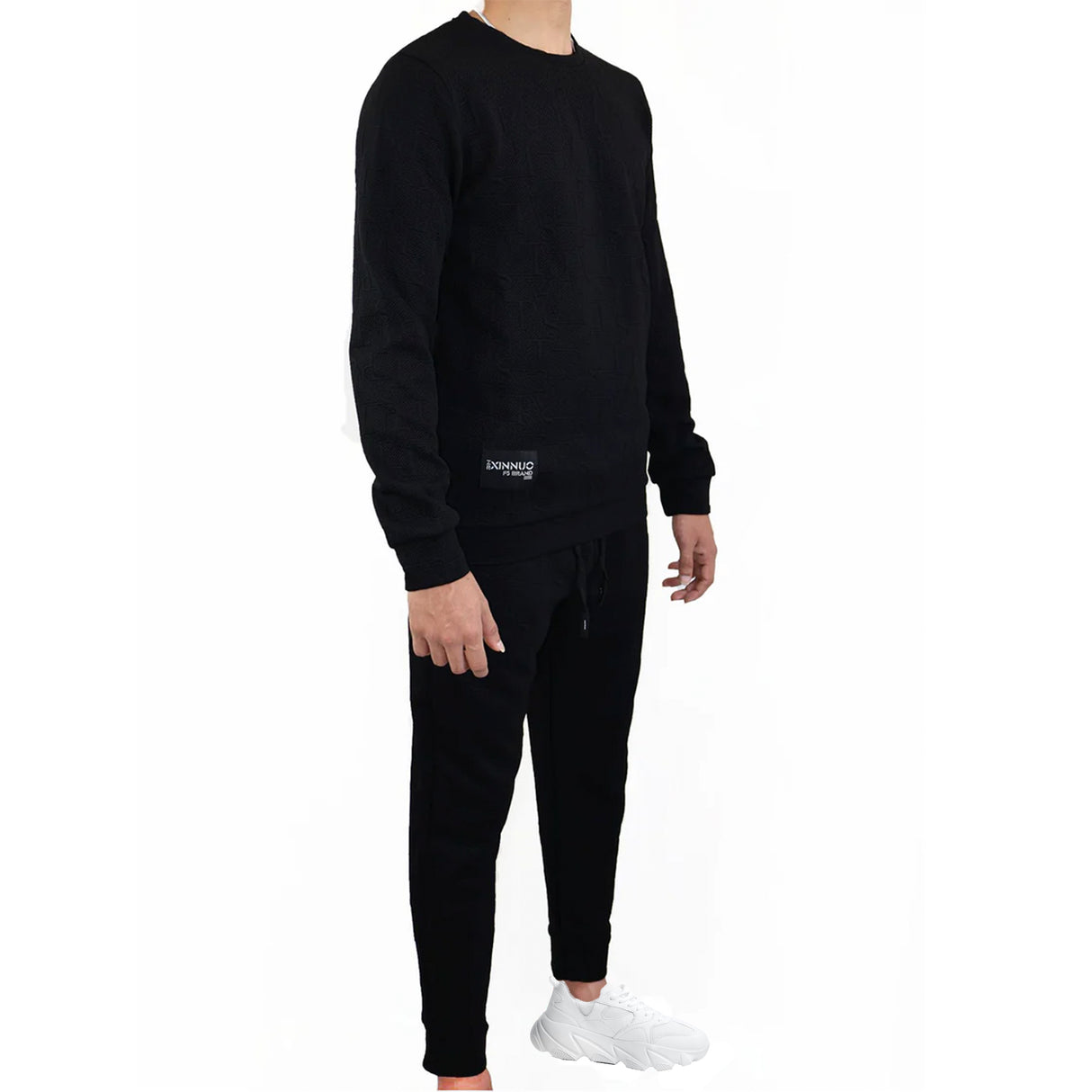 Black Men's Tracksuit Long Sleeve Pullover Jogging Track Suit Athletic Casual