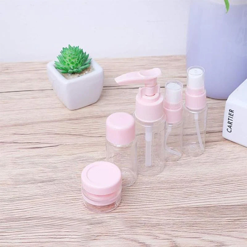 Empty Bottle Set: Efficient Storage 7 PCS , Convenient for Travel-Pink