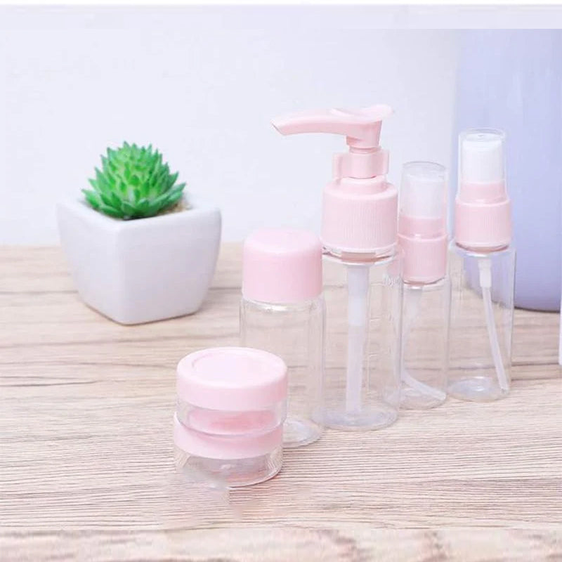 Empty Bottle Set: Efficient Storage 7 PCS , Convenient for Travel-Pink