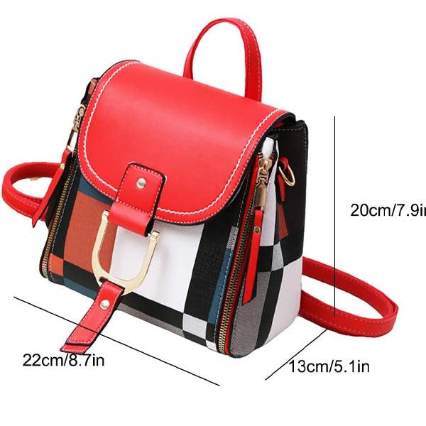 Exquisite Plaid Pattern Magnetic Closure Women Handbag - Red - Shop N Save