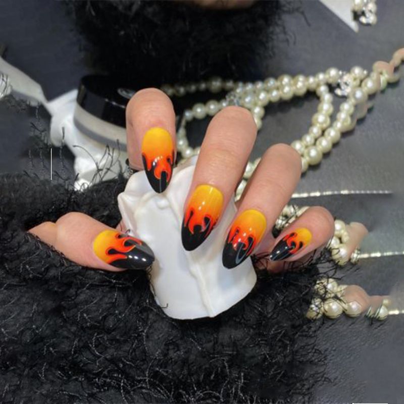 Gorgeous Flame Press-on Nails: 24-Piece Set for Instant Style - Shop N Save