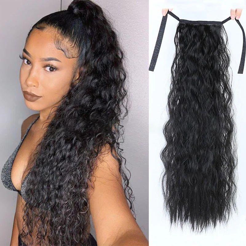 Strap-style wig ponytail for women European and American fashion cornrows curly hair fluffy strap-style ponytail braid manufacturer ready stock