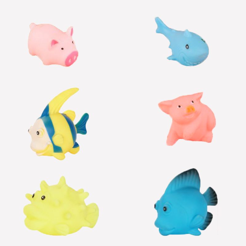 Set Of 6 Pcs Sounds Pinching Call Cartoon New Born Intellectual Development Water Toy