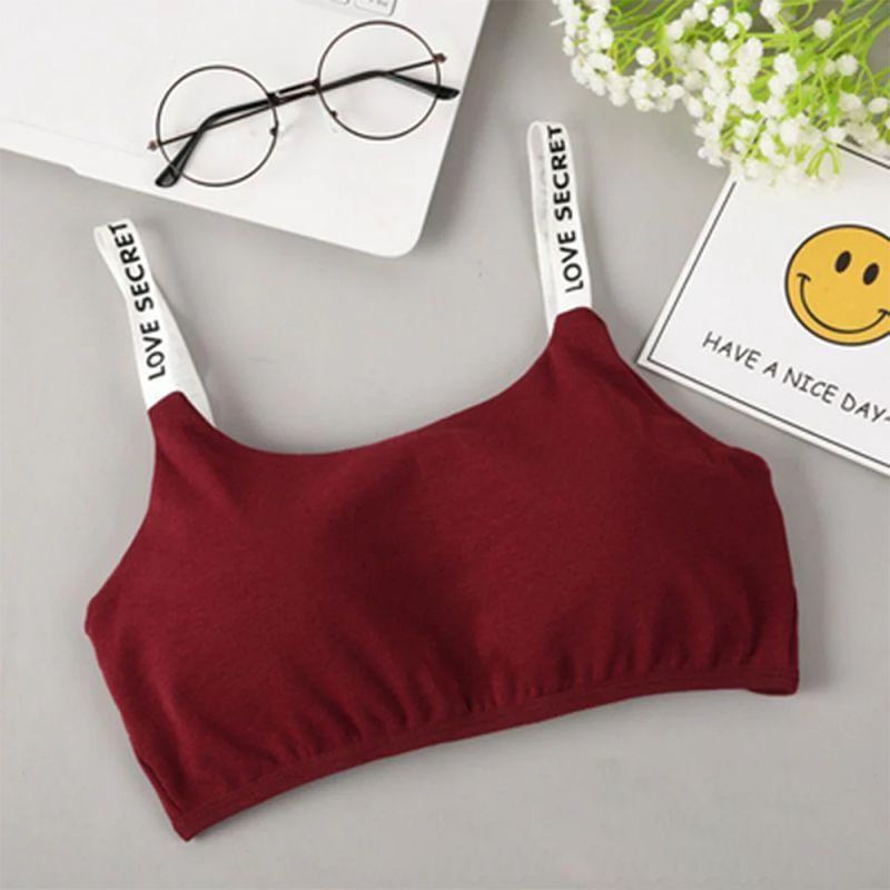 Seamless Bras Detachable Padded Sling Cotton - Wine Red