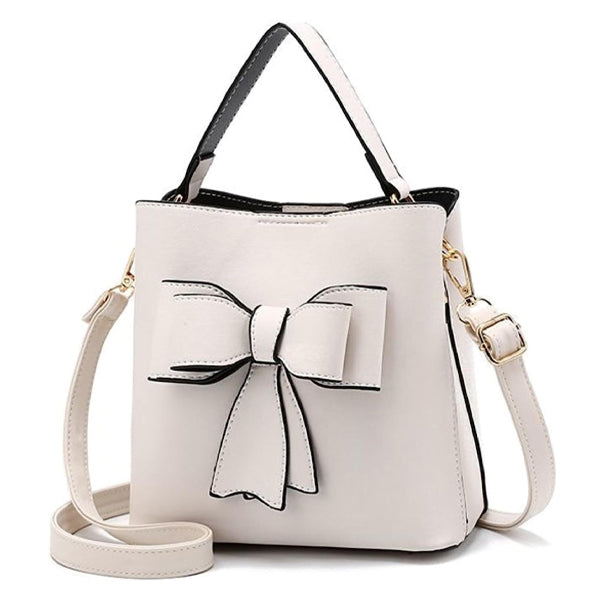 Ladies Simple Bow Decoration Handbag - White
