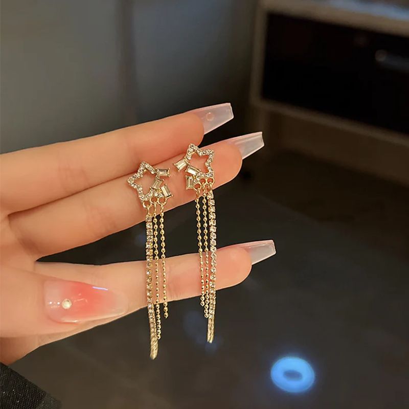 Golden Star Tassel Earrings: Chic and Elegant Statement Jewelry - Shop N Save