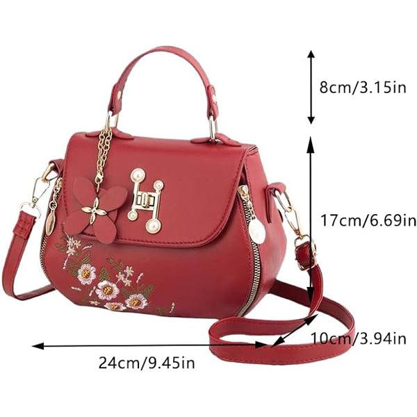 Floral Embroidered Girls Fashion Synthetic Messenger Bags - White - Shop N Save