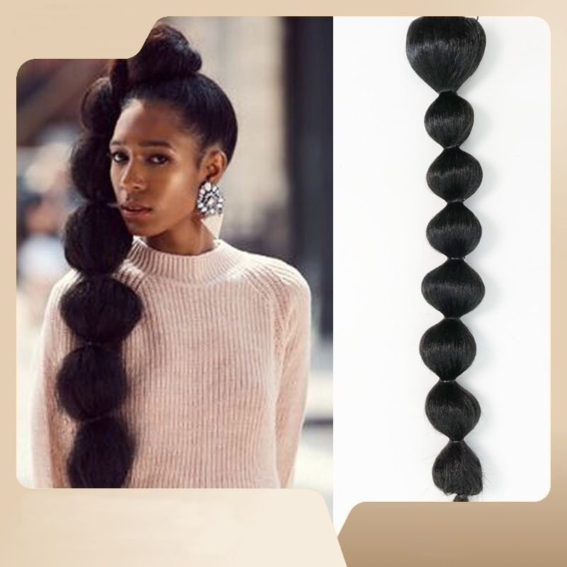 Ponytail Wig: Euro-American Style, Fishbone Twist, Yaki Straight Hair, Braided Strap