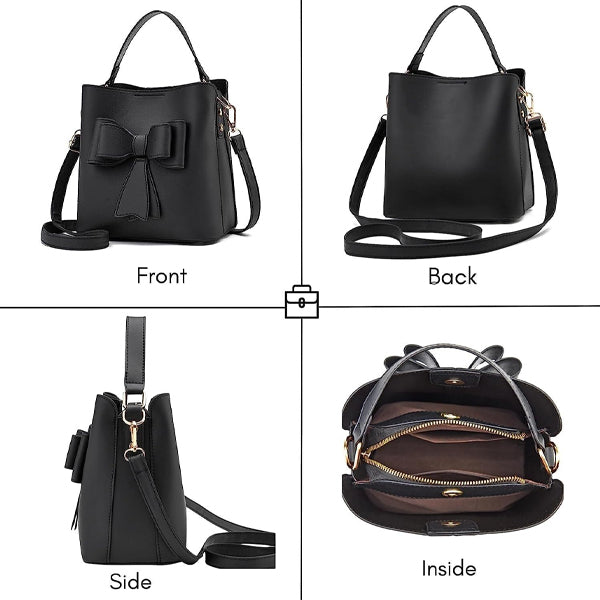 Ladies Simple Bow Decoration Handbag - White