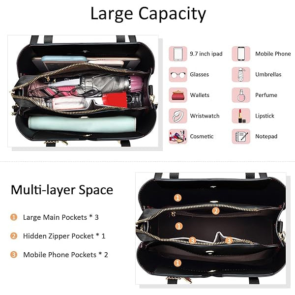 Large Capacity Solid Color Popular Handbag - Black