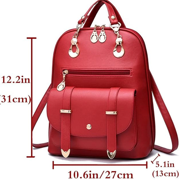 New Trend Casual Backpack Shoulder Bag - Red - Shop N Save