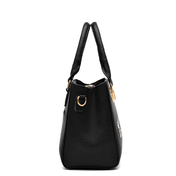 Ladies High Quality Flower Embroidered Handbag - Purple