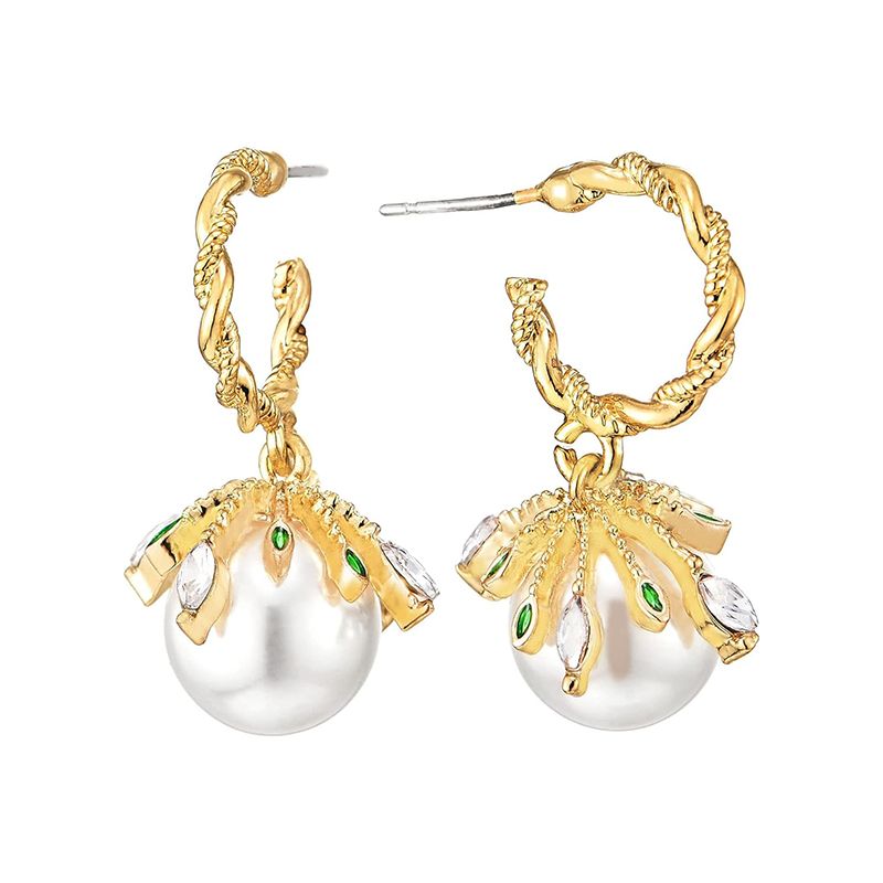 Gold Braided Drop Earrings: Pearls, Crystals, Statement Chic - Shop N Save