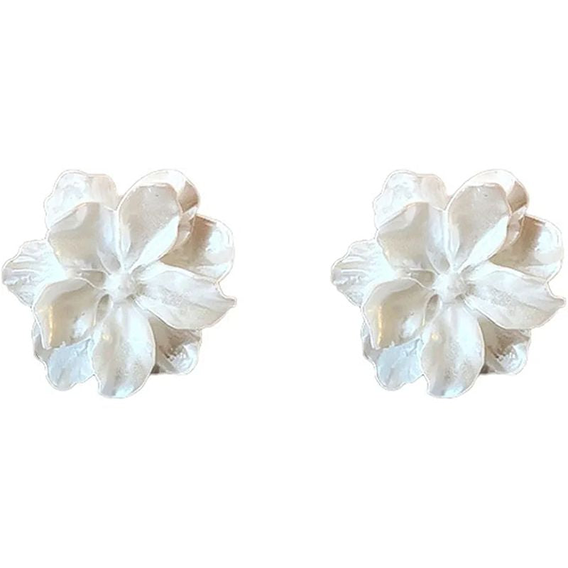 Bheema White Flower Ear Studs: Women's Party Fashion Accessories - Shop N Save