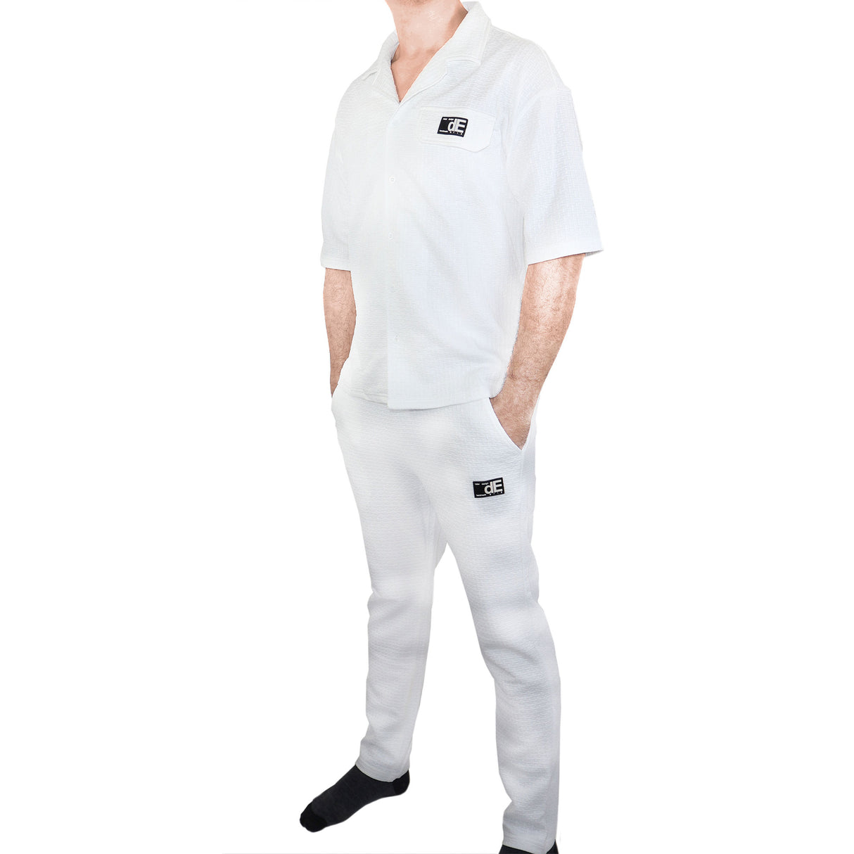 White Men's Tracksuits drop shoulder