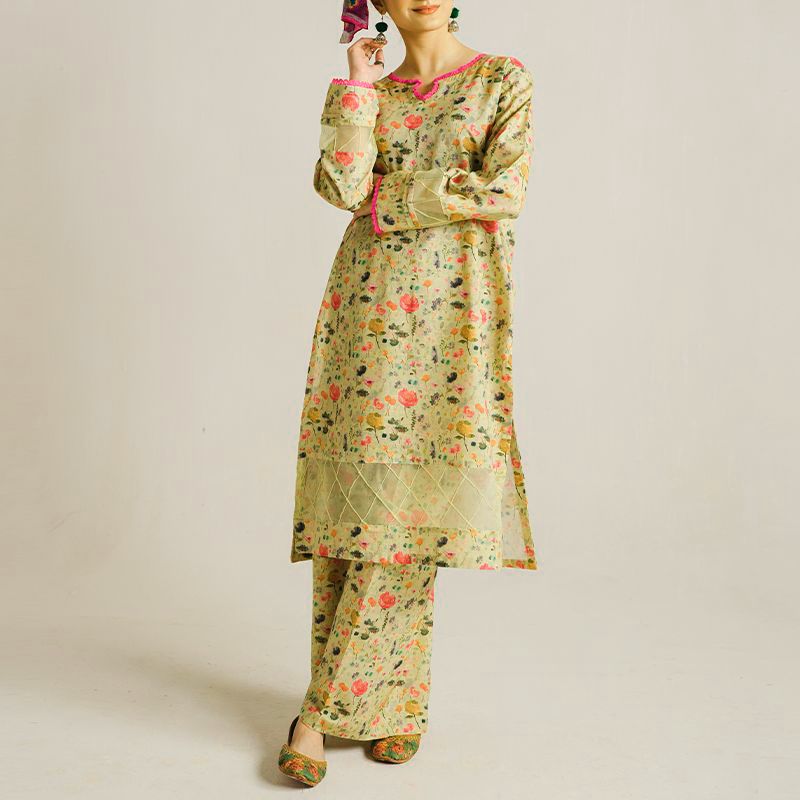 2 Piece Kurti Salwar Embroidery Set - Pure Cotton Collection Stylish Solid Color Light Weight Cotton Fabric Suit Top Bottom Salwar Kameez Indian Pakistani Embroidered Suit For Event Party Outdoor Dress - Maroon - Shop N Save