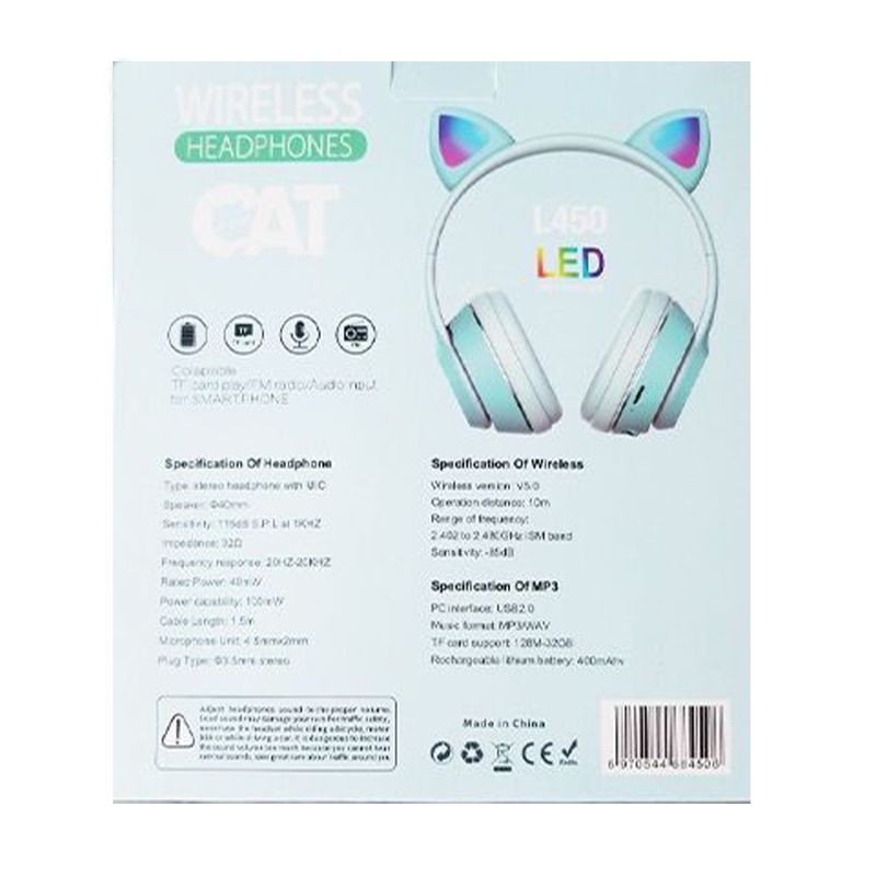 Cat Ear Headphones L450: Luminous, Over-Ear, Wired Music Experience - Shop N Save