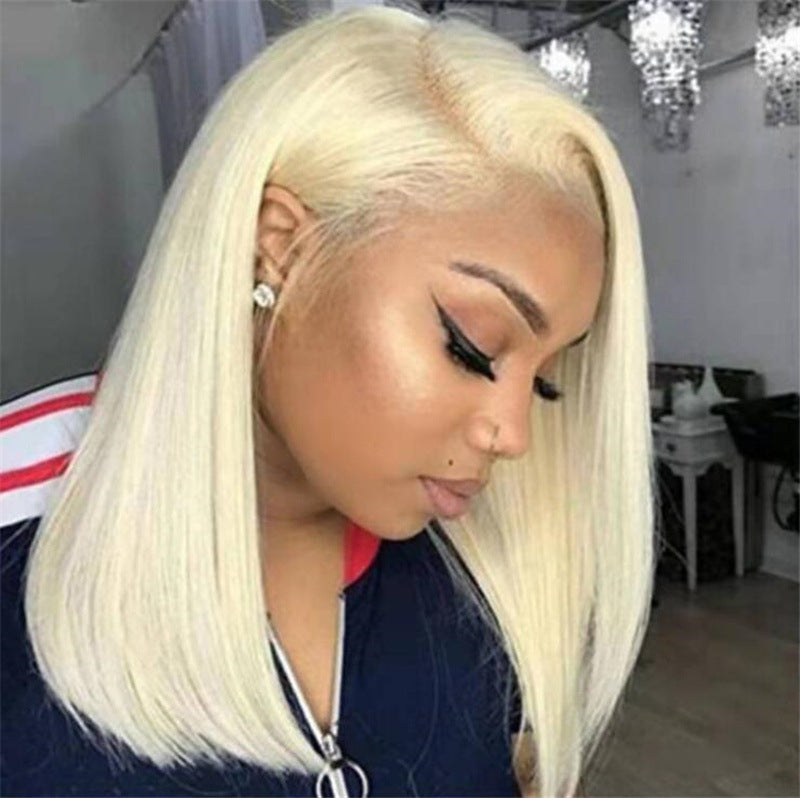 Middle-Parted Bangs Wig: Medium Straight Hair