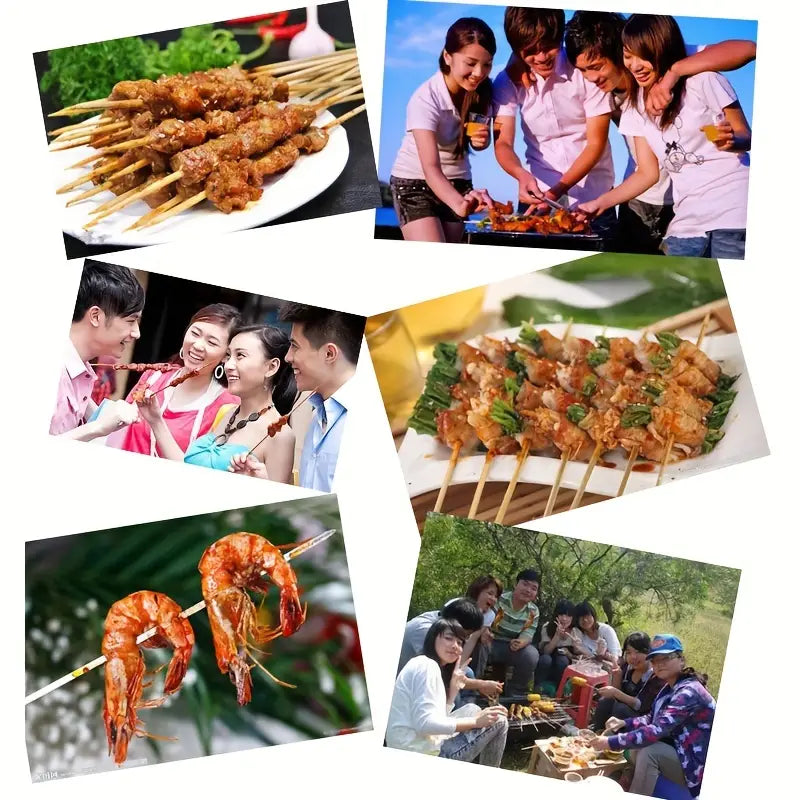 100 pcs Natural Bamboo Skewers for BBQ, Appetizers,Kebabs,nacks, Kitchen Crafts, Party Accessories