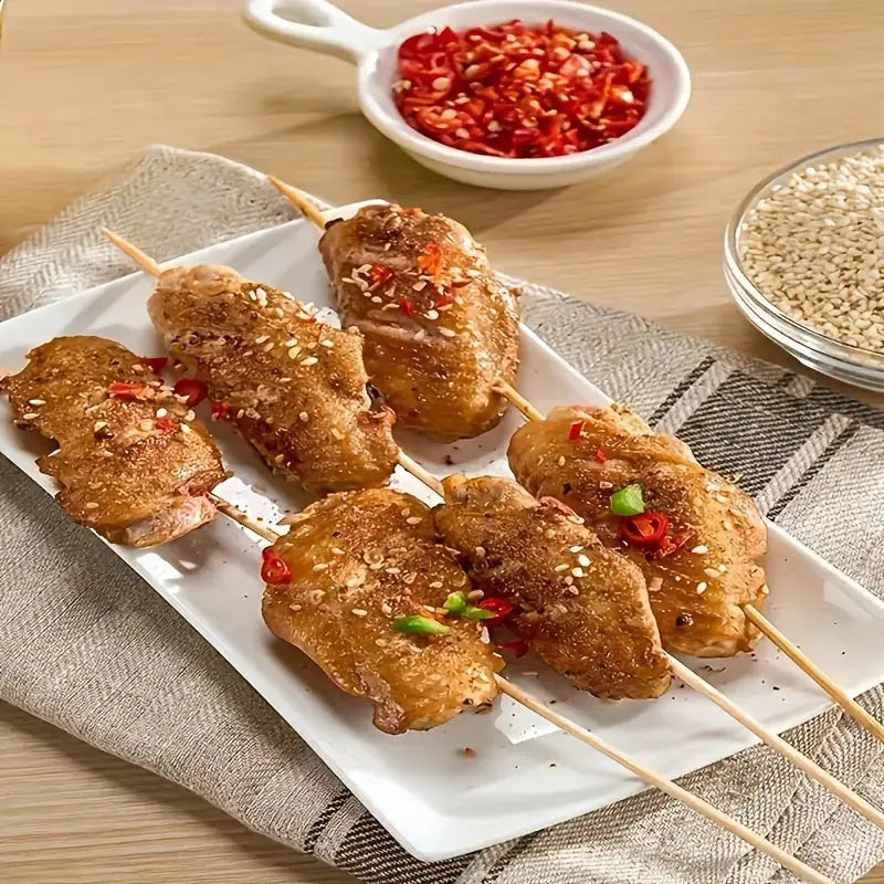 100 pcs Natural Bamboo Skewers for BBQ, Appetizers,Kebabs,nacks, Kitchen Crafts, Party Accessories