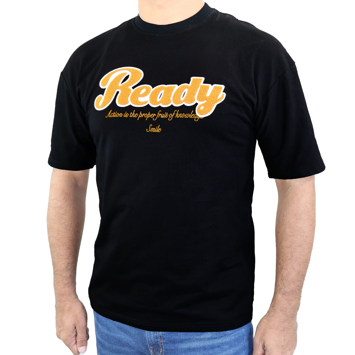 Ready Action is the Proper Fruit Of Knowledge" Comfortable T-shirt, Summer Outdoor Clothes - (Black).