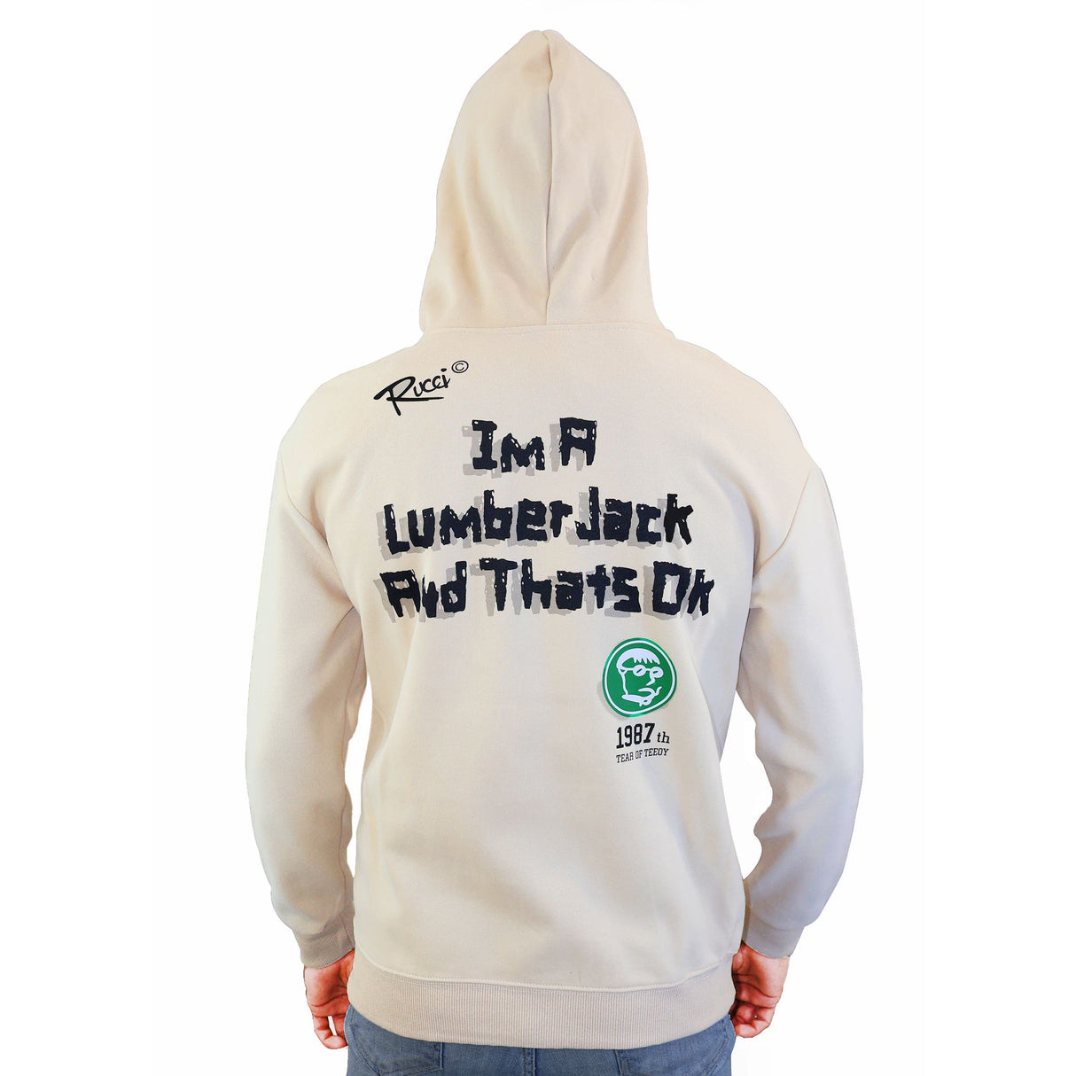 Mens Sweatshirt Rucci Hoodie Pullover Sweater - (Beige)