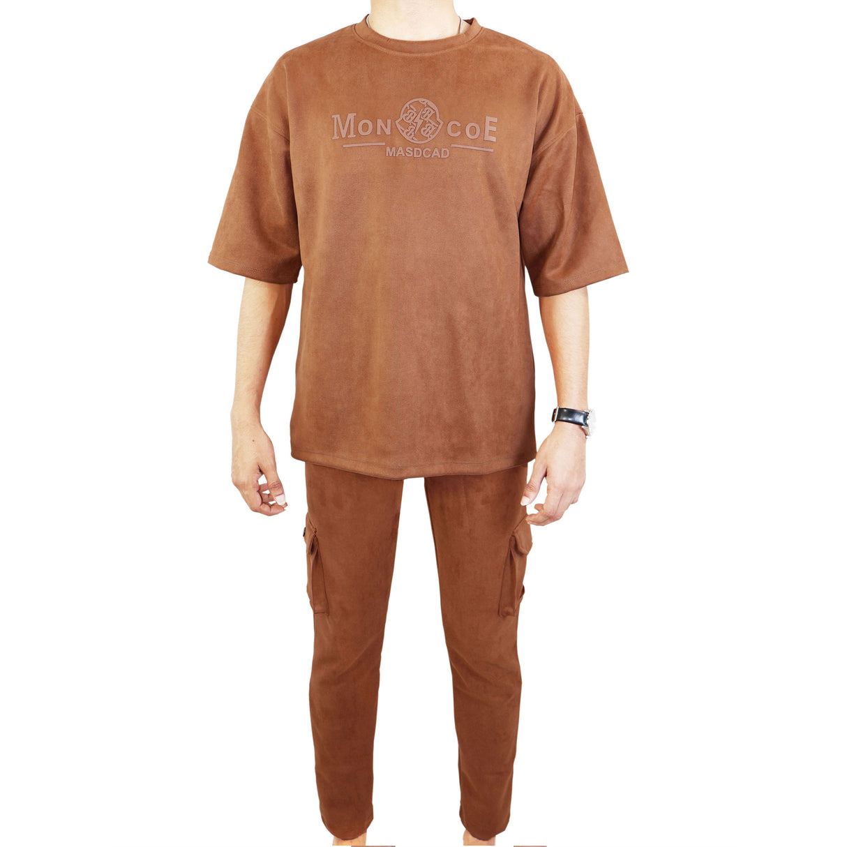 MON COE MASDCAD Long Shoulder Suede Blends Track Suit - (Brown)