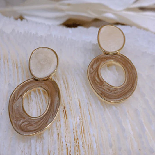 Oil Painting Design Irregular Girls Fashion Earrings - Coffee - Shop N Save
