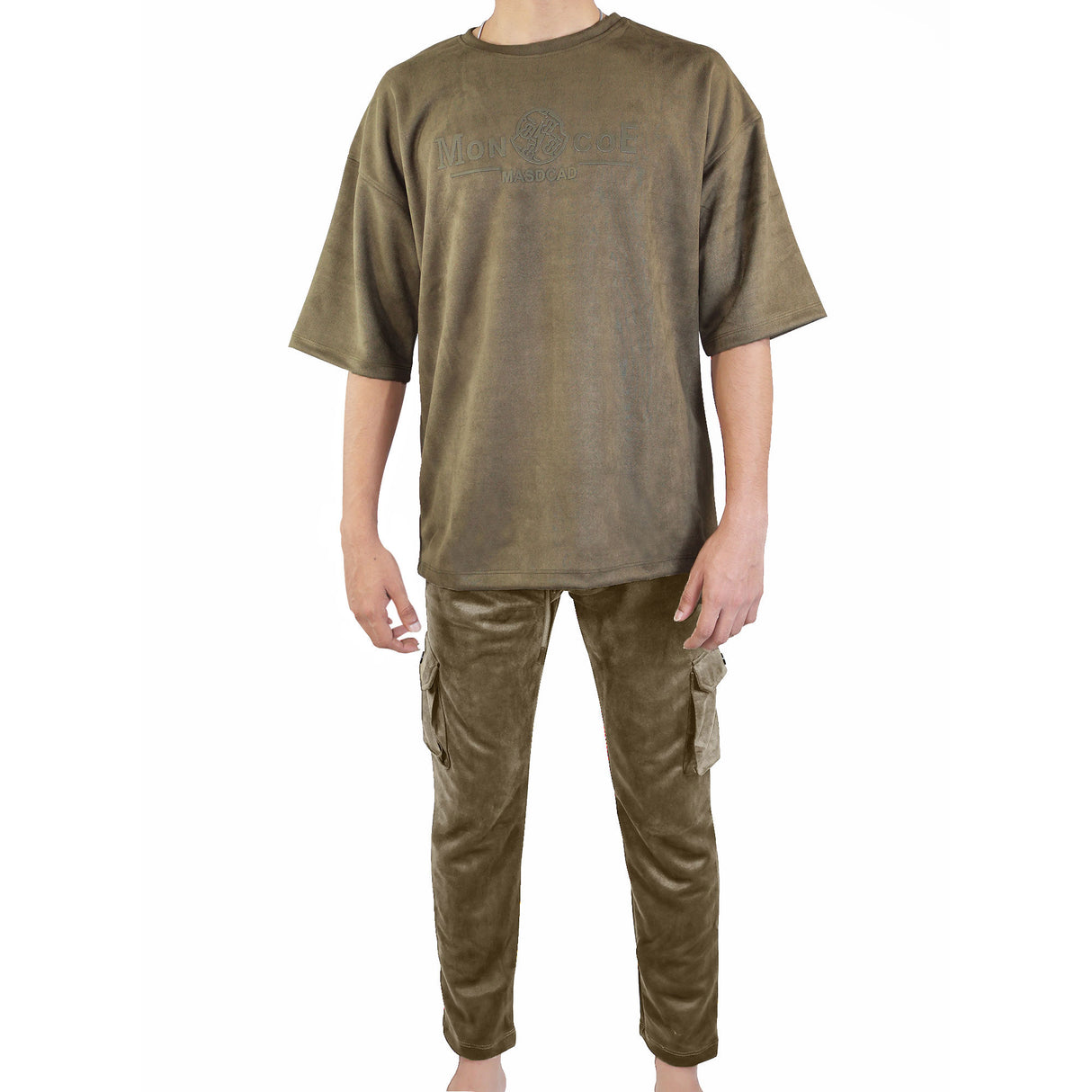 MON COE MASDCAD Long Shoulder Suede Blends Track Suit - (Olive Green)