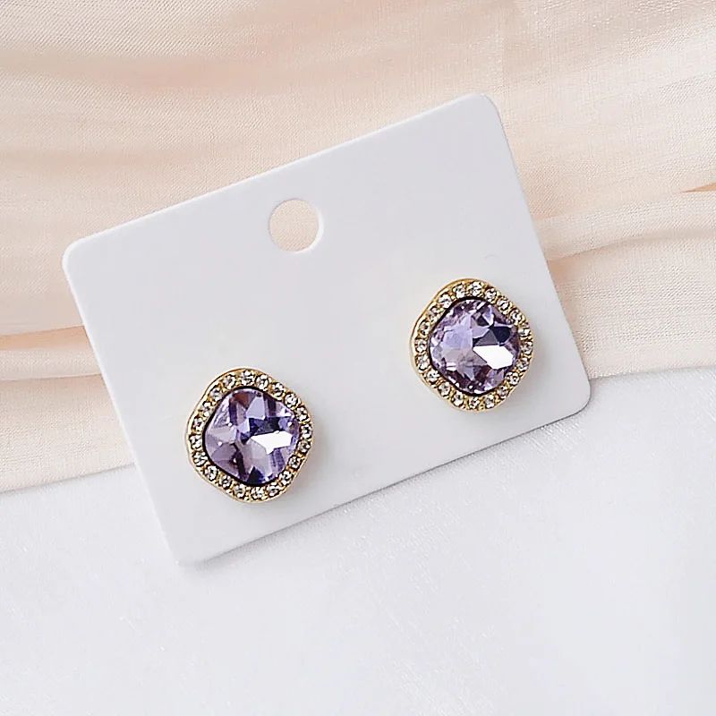Purple Crystal Studs: Korean Fashion Elegance for Lovely Gifts - Shop N Save