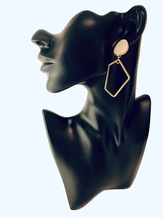 Women Geometric Shape Earrings - White