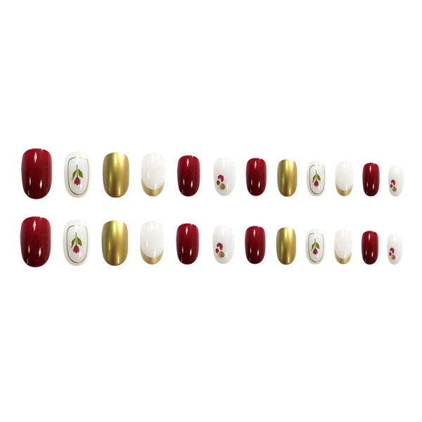 Floral Tulip Nail Set | 24 Pieces Glue-On | Multi-Color Women's Fake Nails - Shop N Save